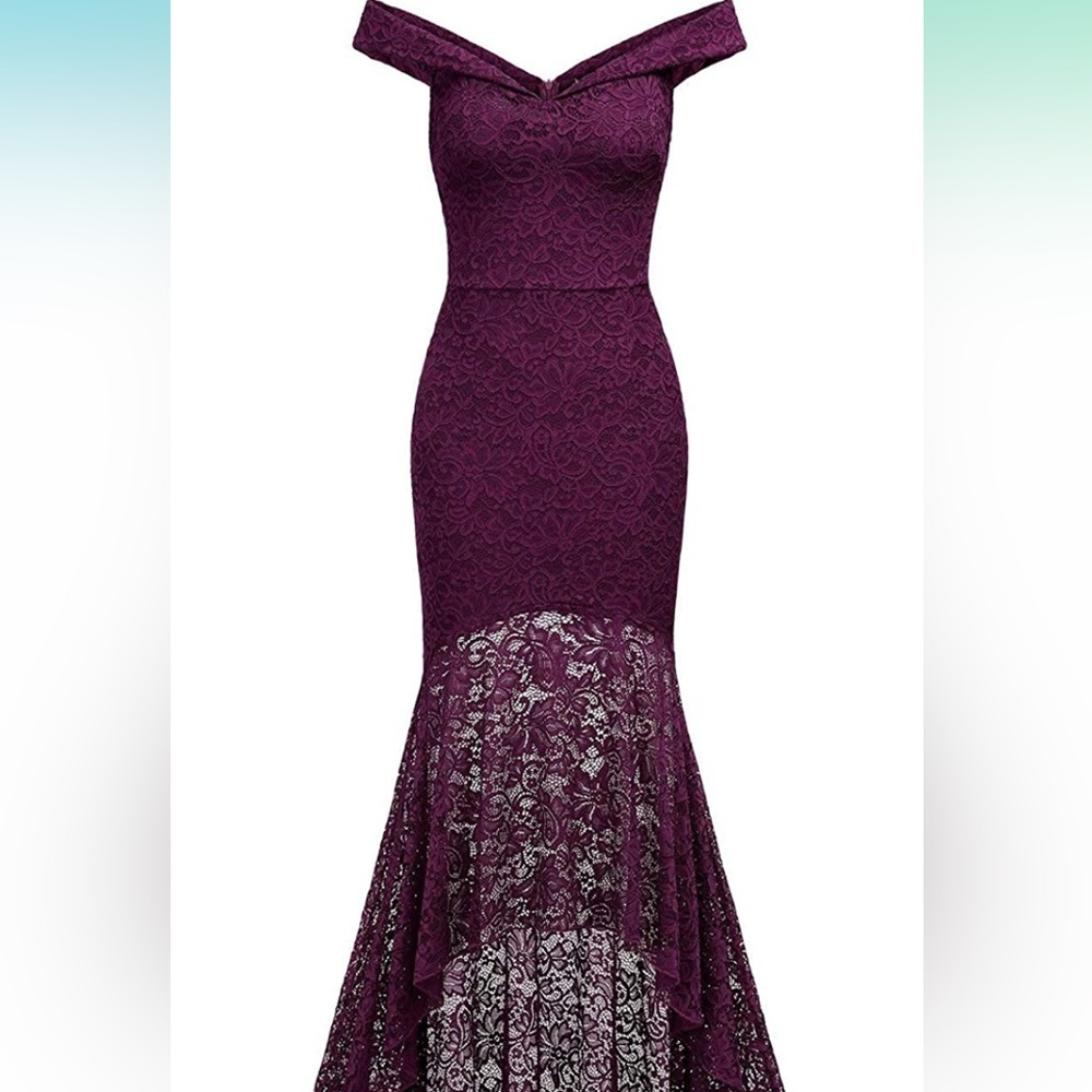 Vintage off shoulder floral lace maxi dress